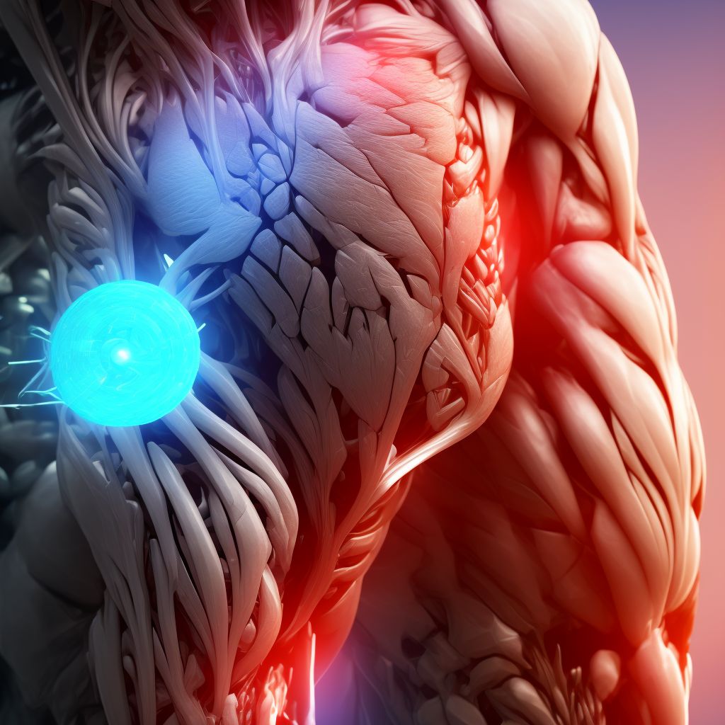 Strain of other muscle(s) and tendon(s) of posterior muscle group at lower leg level, right leg, initial encounter digital illustration