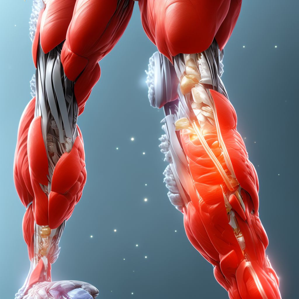 Strain of other muscle(s) and tendon(s) of posterior muscle group at lower leg level, right leg, subsequent encounter digital illustration