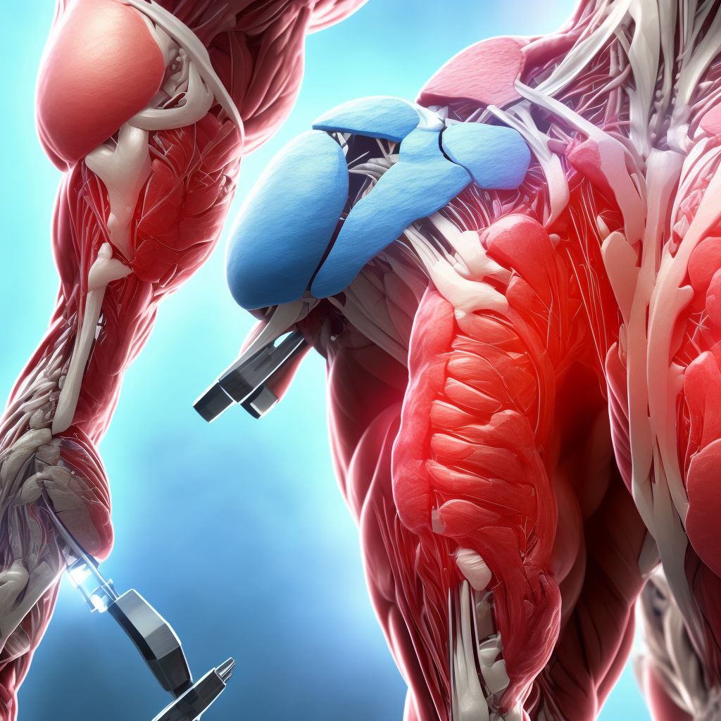 Strain of other muscle(s) and tendon(s) of posterior muscle group at lower leg level, right leg, sequela digital illustration