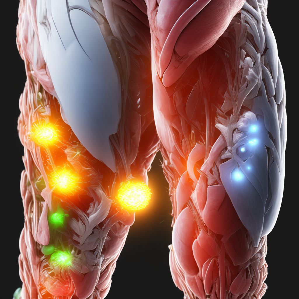 Strain of other muscle(s) and tendon(s) of posterior muscle group at lower leg level, left leg, initial encounter digital illustration