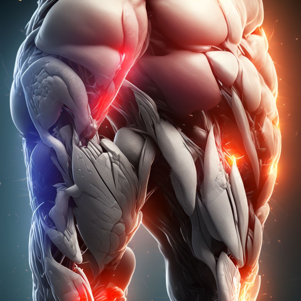 Laceration of other muscle(s) and tendon(s) of posterior muscle group at lower leg level, right leg, initial encounter digital illustration