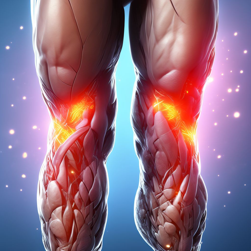 Laceration of muscle(s) and tendon(s) of anterior muscle group at lower leg level, right leg, sequela digital illustration