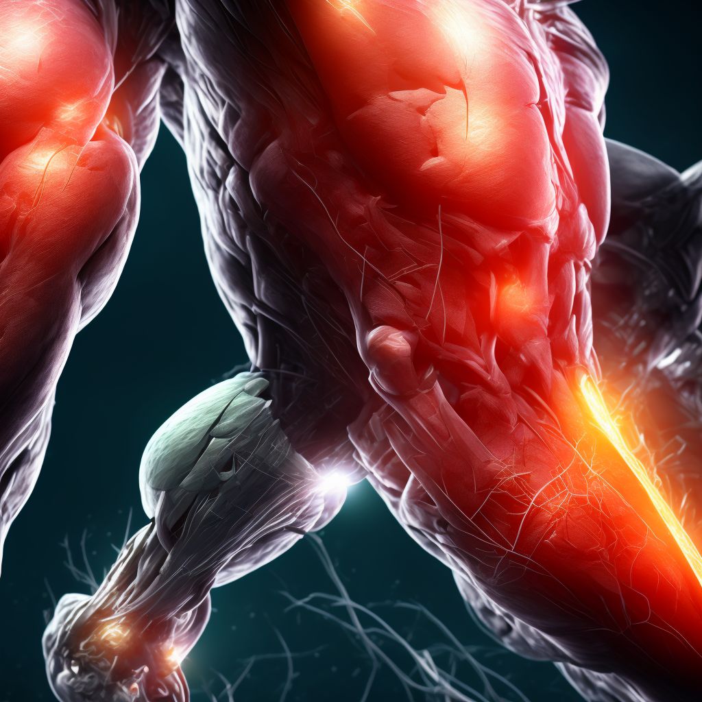 Laceration of muscle(s) and tendon(s) of anterior muscle group at lower leg level, unspecified leg, sequela digital illustration