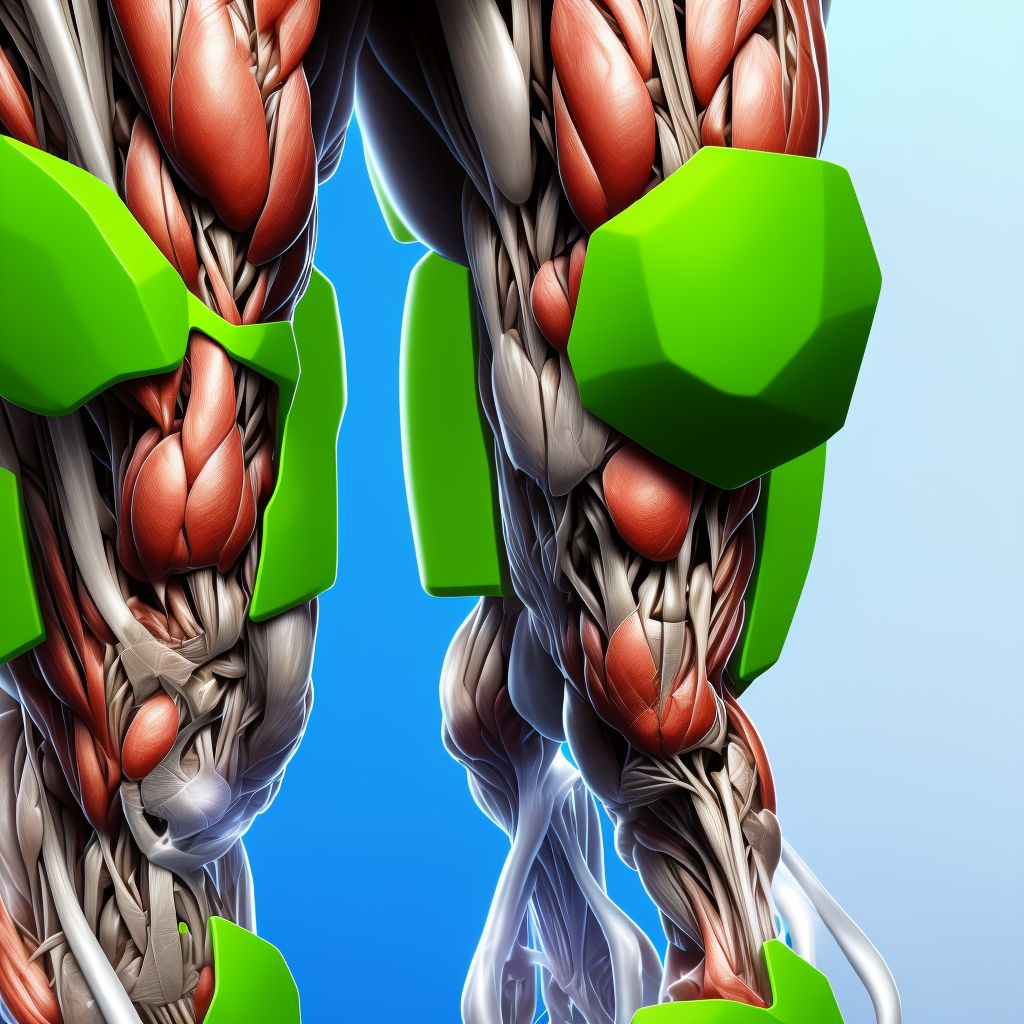 Strain of muscle(s) and tendon(s) of peroneal muscle group at lower leg level, right leg, initial encounter digital illustration