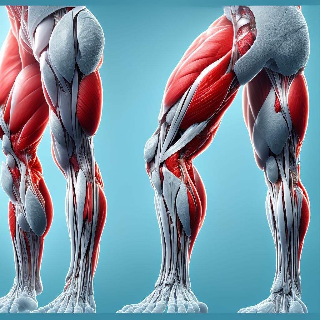 Strain of muscle(s) and tendon(s) of peroneal muscle group at lower leg level, right leg, sequela digital illustration