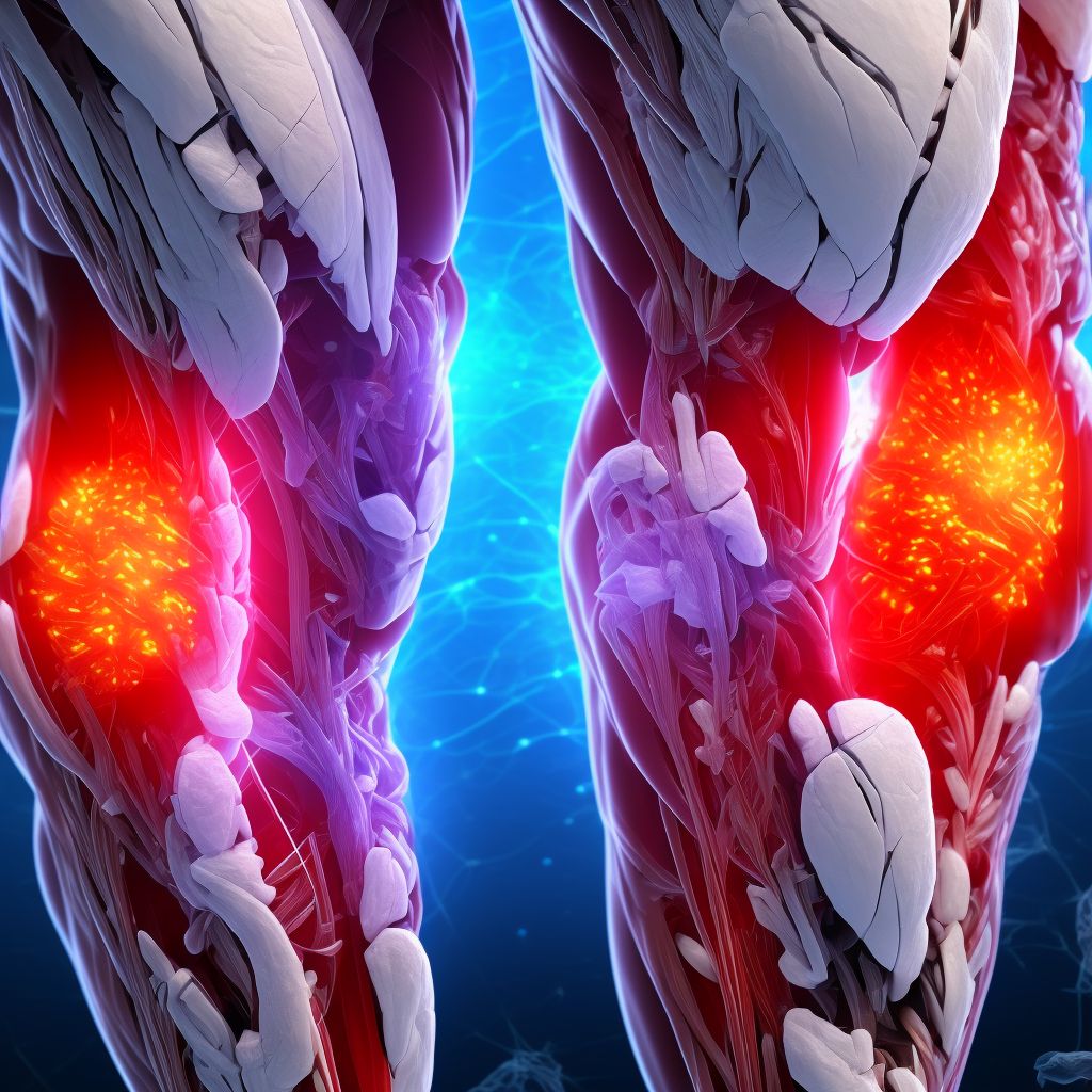 Strain of muscle(s) and tendon(s) of peroneal muscle group at lower leg level, left leg, sequela digital illustration