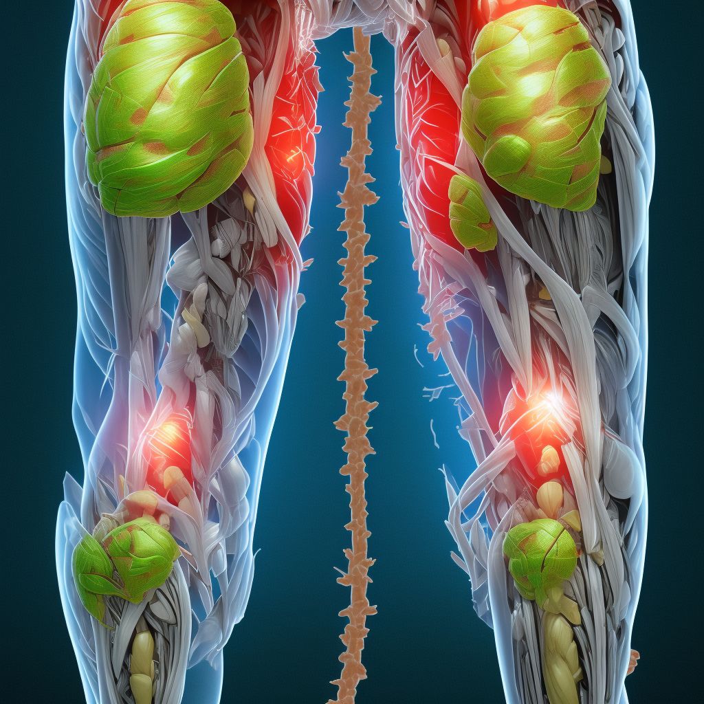 Strain of muscle(s) and tendon(s) of peroneal muscle group at lower leg level, unspecified leg, initial encounter digital illustration