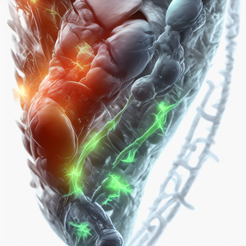 Laceration of muscle(s) and tendon(s) of peroneal muscle group at lower leg level, right leg, initial encounter digital illustration