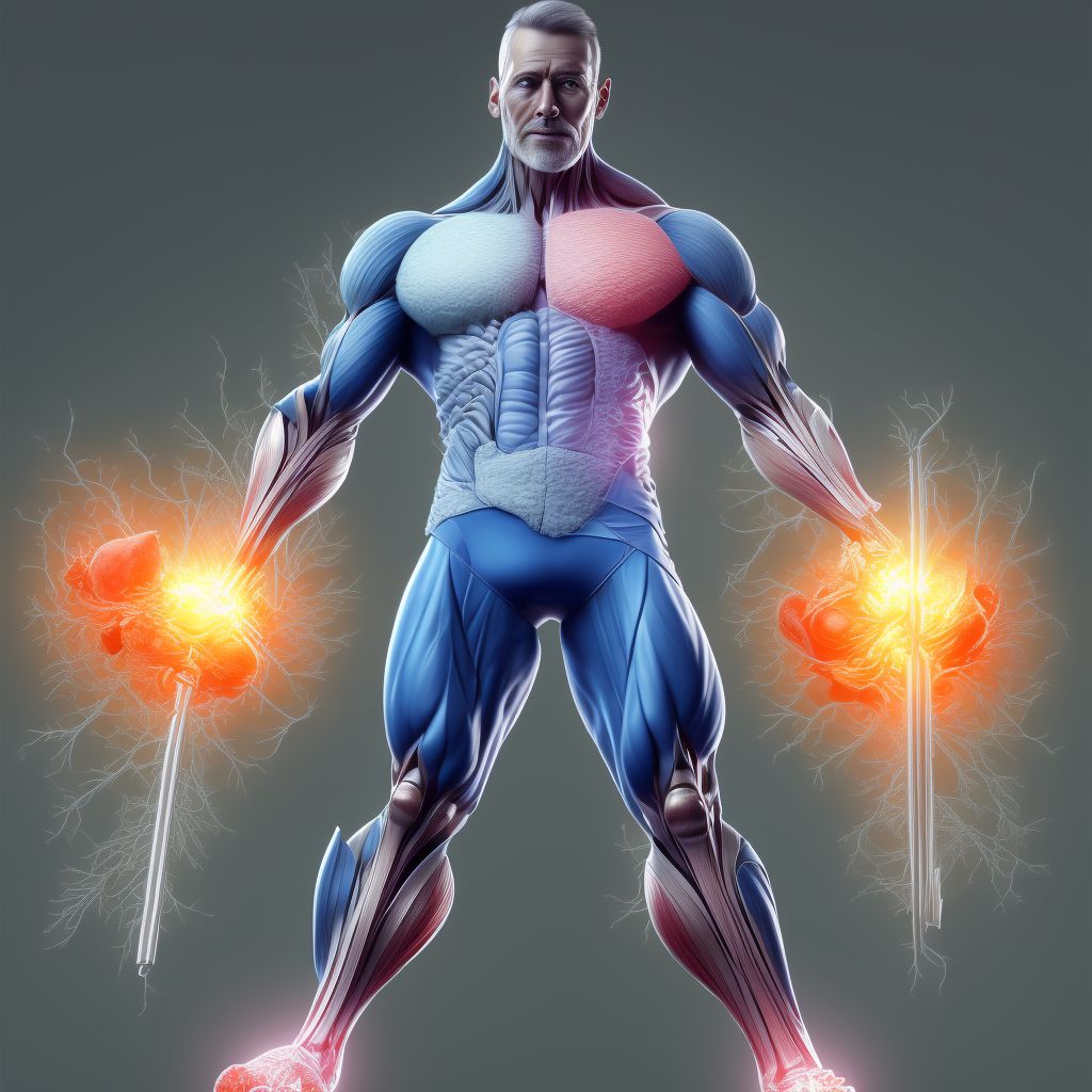 Other injury of muscle(s) and tendon(s) of peroneal muscle group at lower leg level, left leg, sequela digital illustration