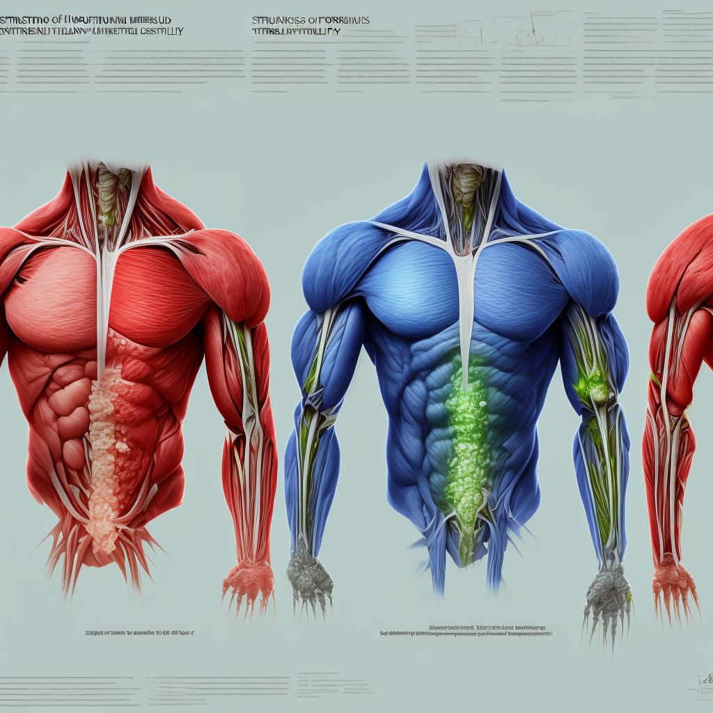 Strain of unspecified muscle(s) and tendon(s) at lower leg level, right leg, sequela digital illustration