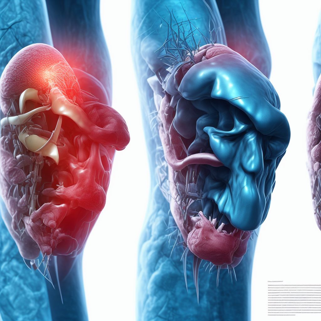 Partial traumatic amputation at knee level, left lower leg, initial encounter digital illustration