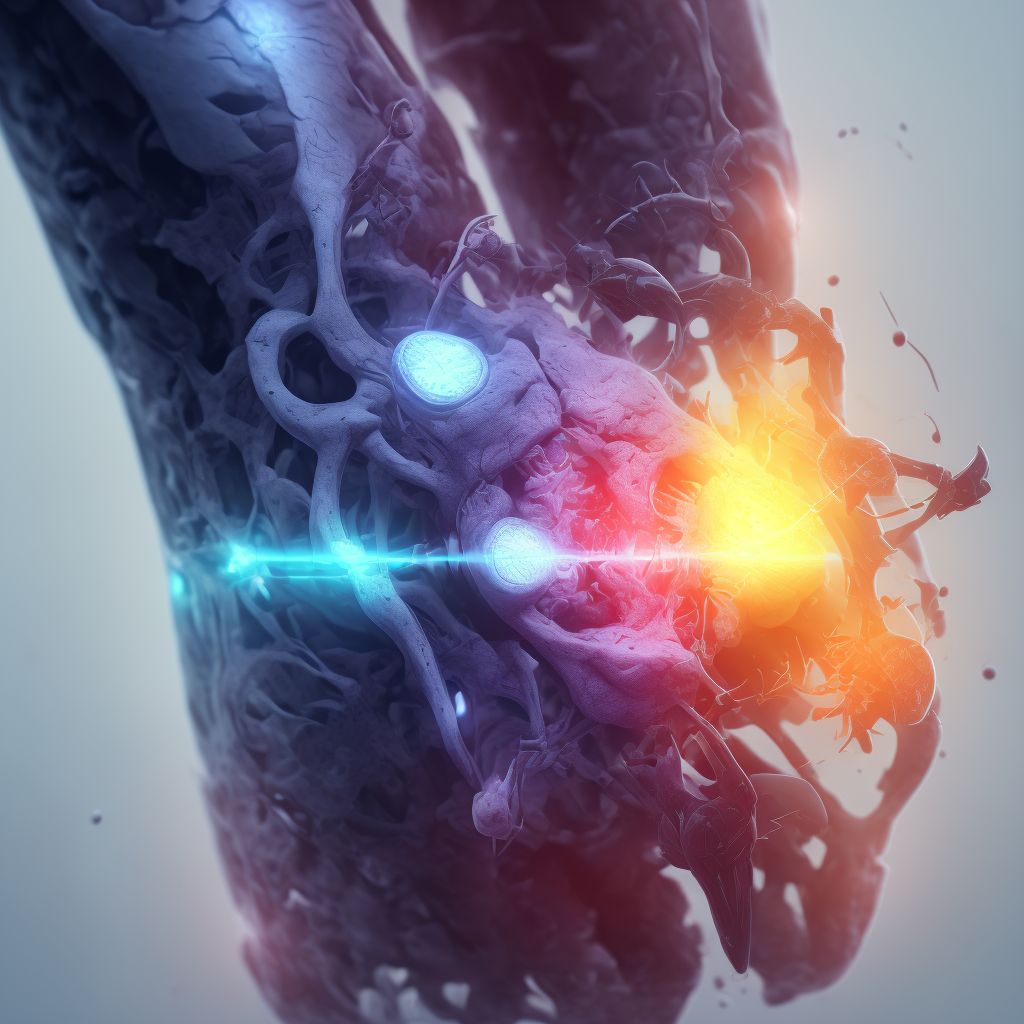 Partial traumatic amputation at level between knee and ankle, right lower leg, subsequent encounter digital illustration