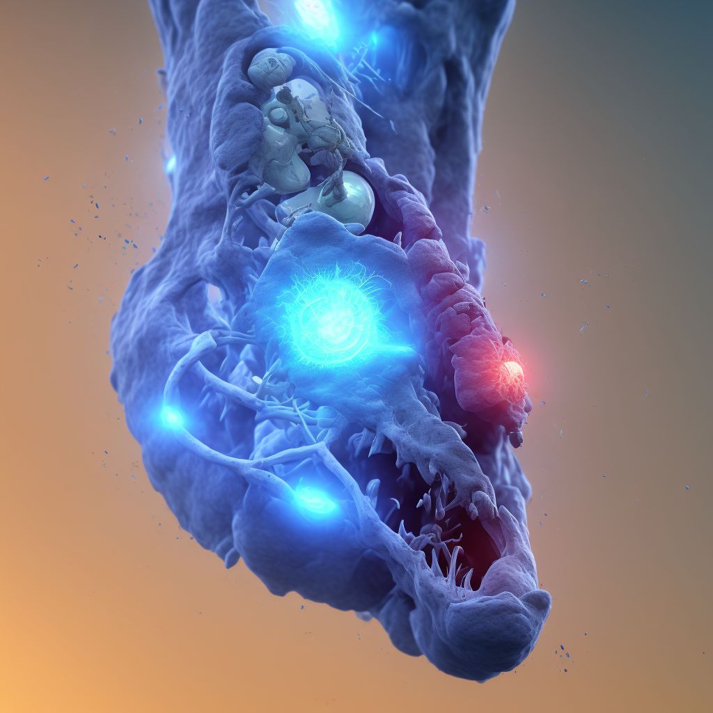 Partial traumatic amputation at level between knee and ankle, unspecified lower leg, initial encounter digital illustration