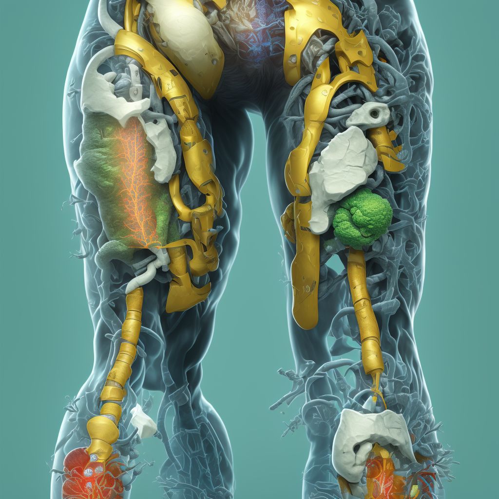 Complete traumatic amputation of left lower leg, level unspecified, initial encounter digital illustration