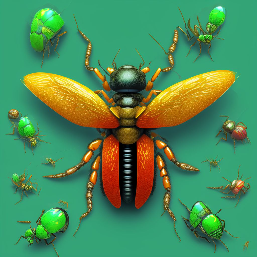 Insect bite (nonvenomous), unspecified great toe, initial encounter digital illustration