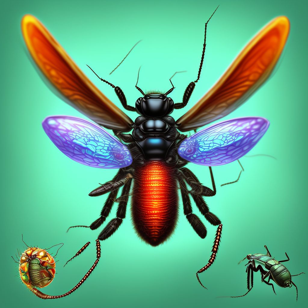 Insect bite (nonvenomous), right foot, sequela digital illustration