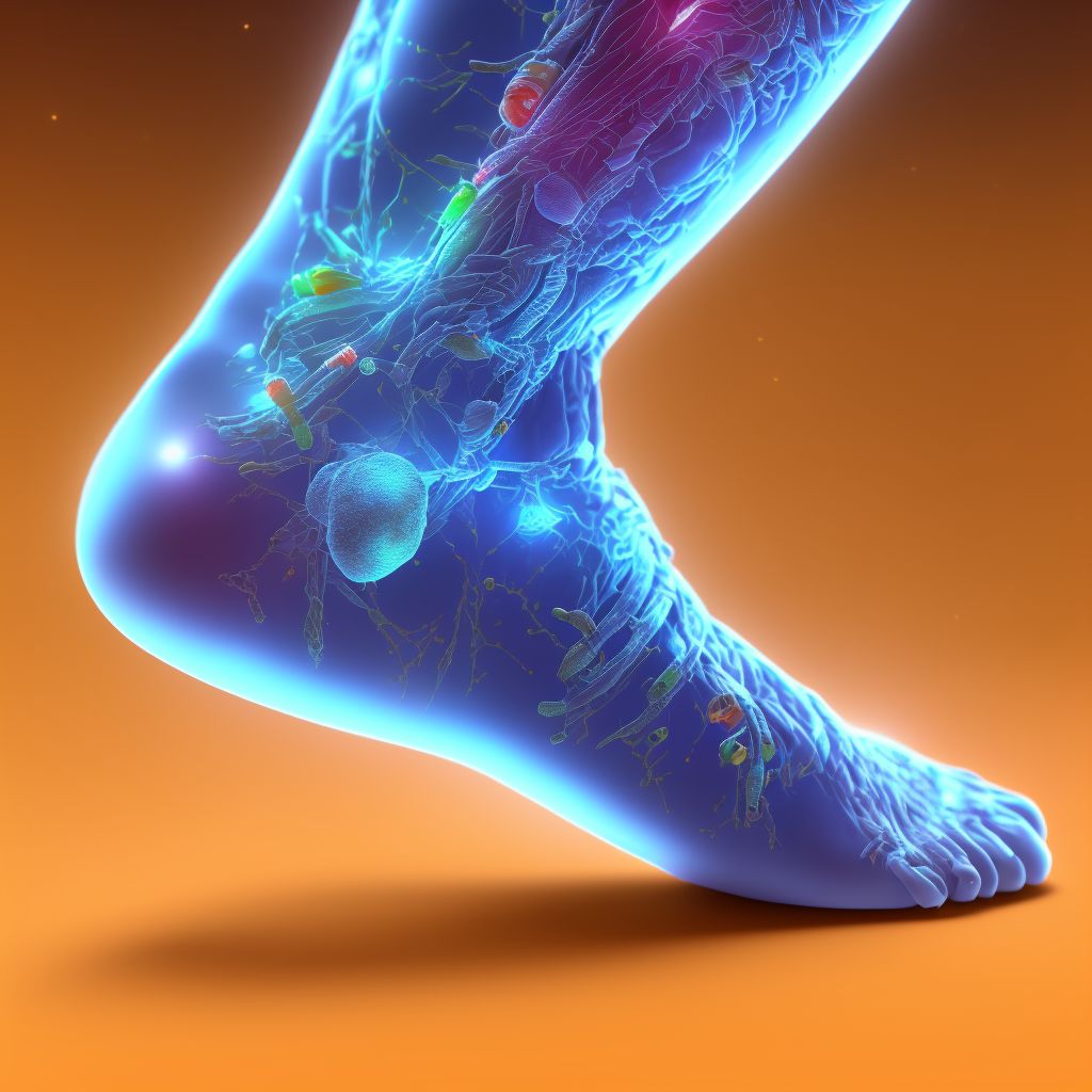 Unspecified superficial injury of left ankle, sequela digital illustration