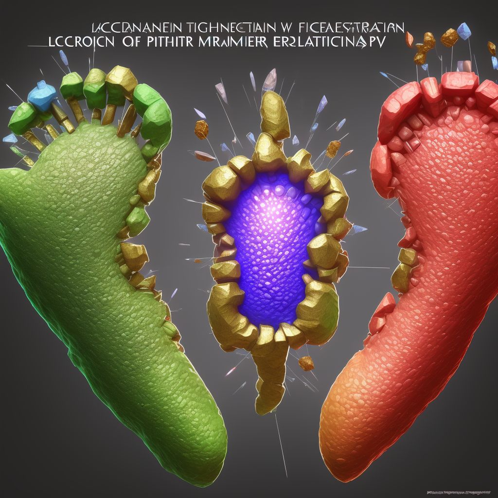 Laceration with foreign body of right lesser toe(s) without damage to nail, sequela digital illustration