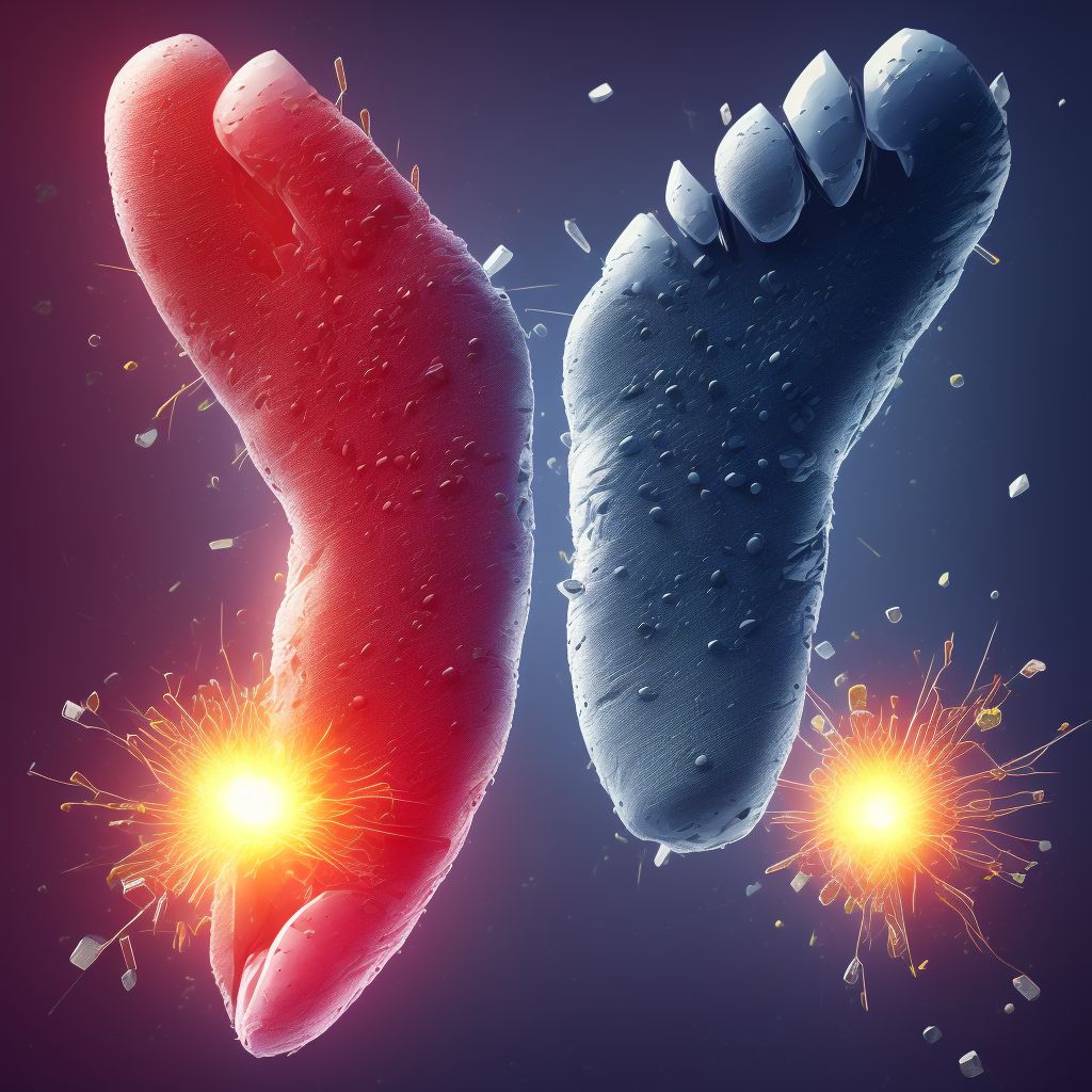 Laceration without foreign body of right lesser toe(s) with damage to nail, subsequent encounter digital illustration