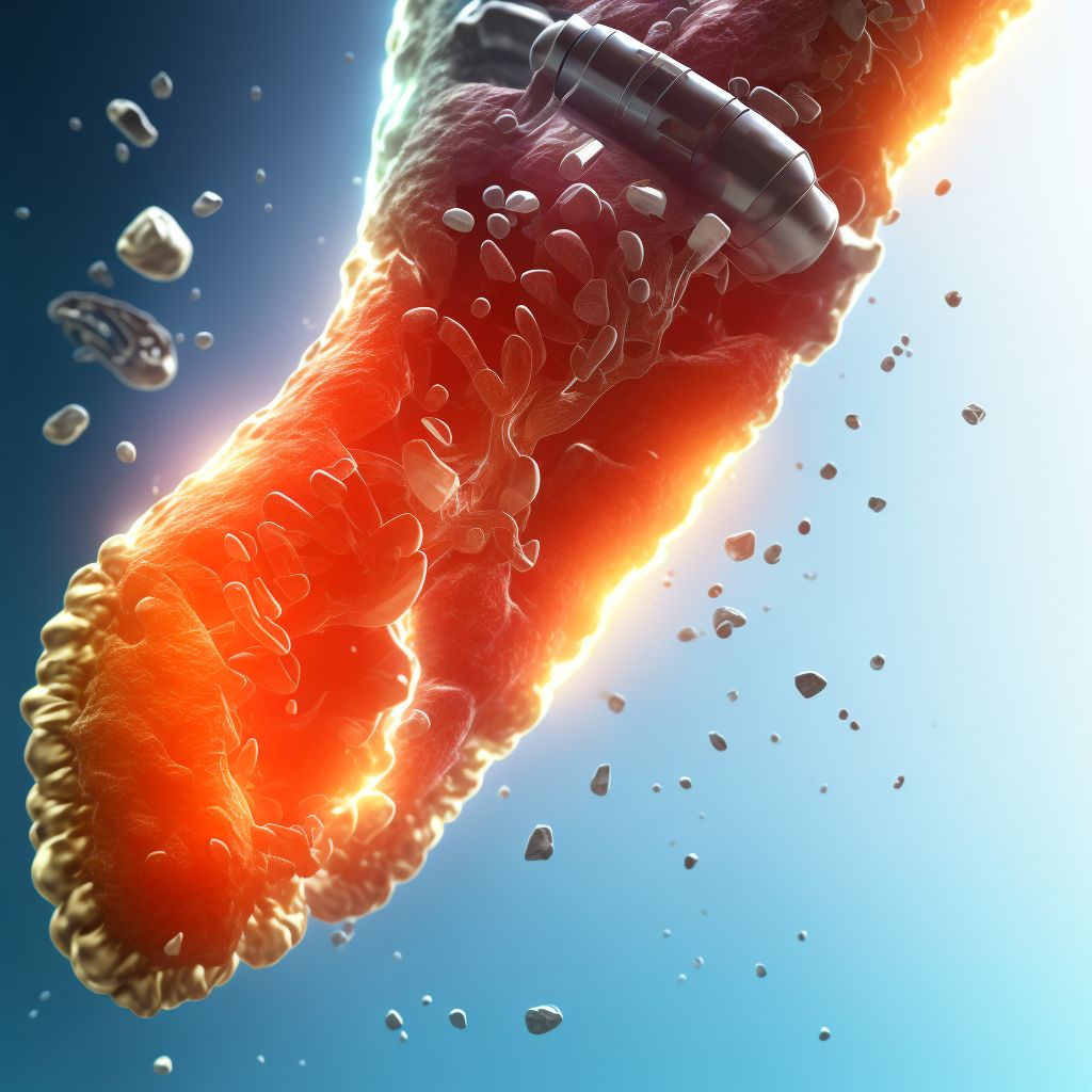 Displaced intraarticular fracture of right calcaneus, sequela digital illustration