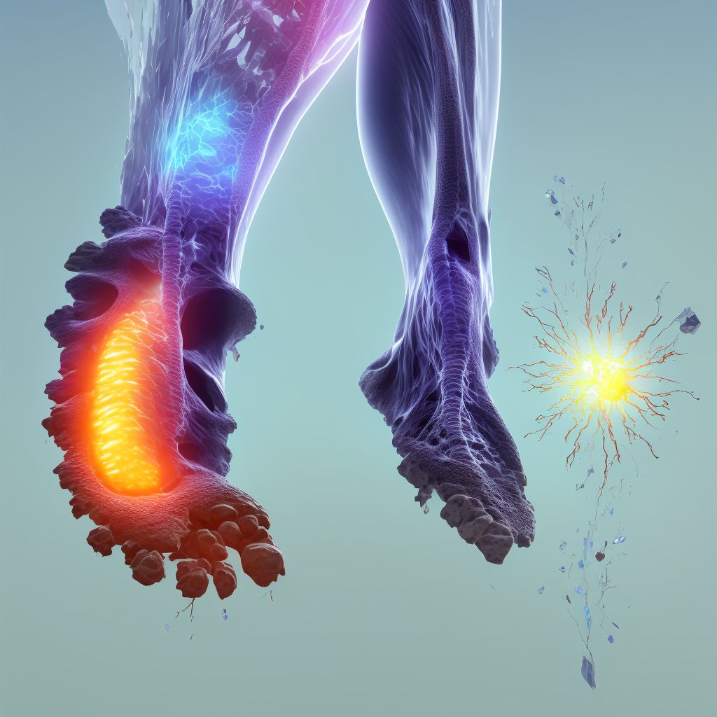 Fracture of unspecified tarsal bone(s) of left foot, subsequent encounter for fracture with delayed healing digital illustration