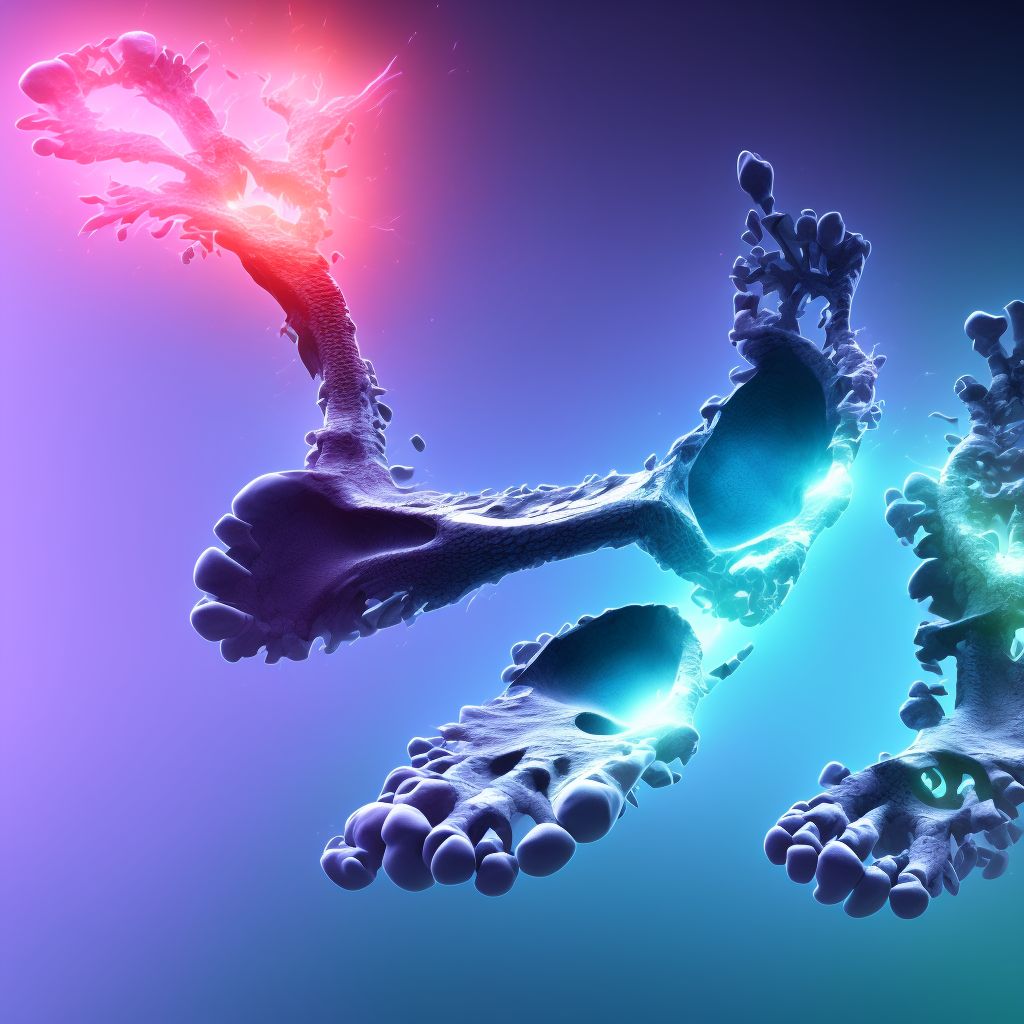 Fracture of unspecified tarsal bone(s) of left foot, subsequent encounter for fracture with malunion digital illustration