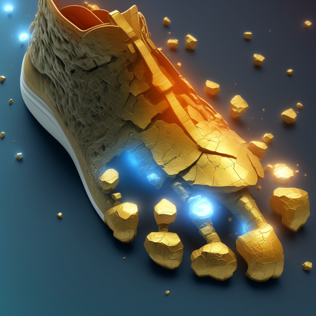 Displaced fracture of intermediate cuneiform of left foot, sequela digital illustration