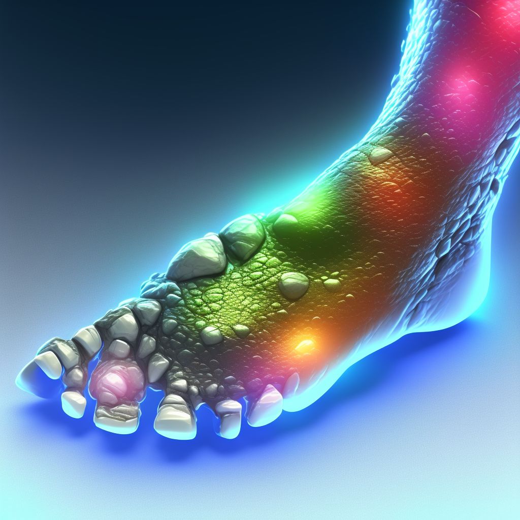 Nondisplaced fracture of navicular [scaphoid] of right foot, subsequent encounter for fracture with nonunion digital illustration