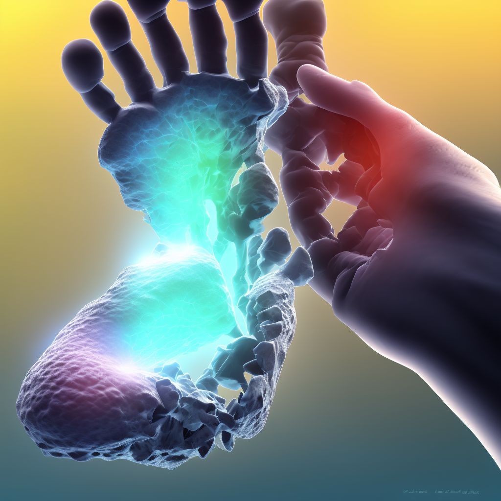 Fracture of unspecified metatarsal bone(s), right foot, subsequent encounter for fracture with delayed healing digital illustration