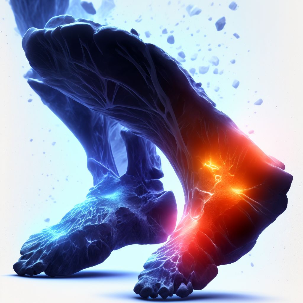 Fracture of unspecified metatarsal bone(s), left foot, initial encounter for open fracture digital illustration