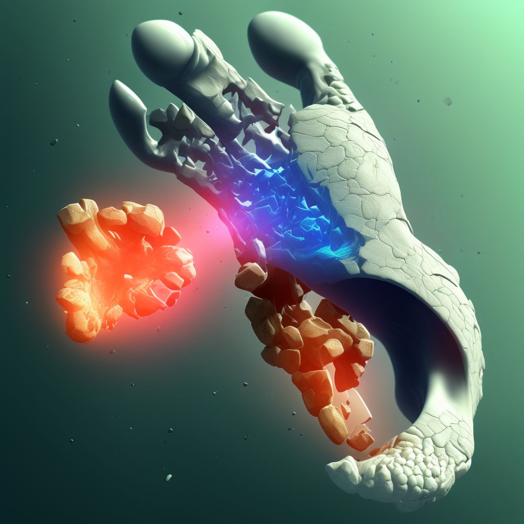 Nondisplaced fracture of first metatarsal bone, right foot, subsequent encounter for fracture with malunion digital illustration