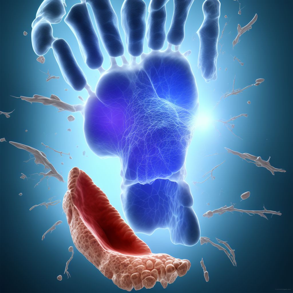 Displaced fracture of second metatarsal bone, unspecified foot, initial encounter for closed fracture digital illustration