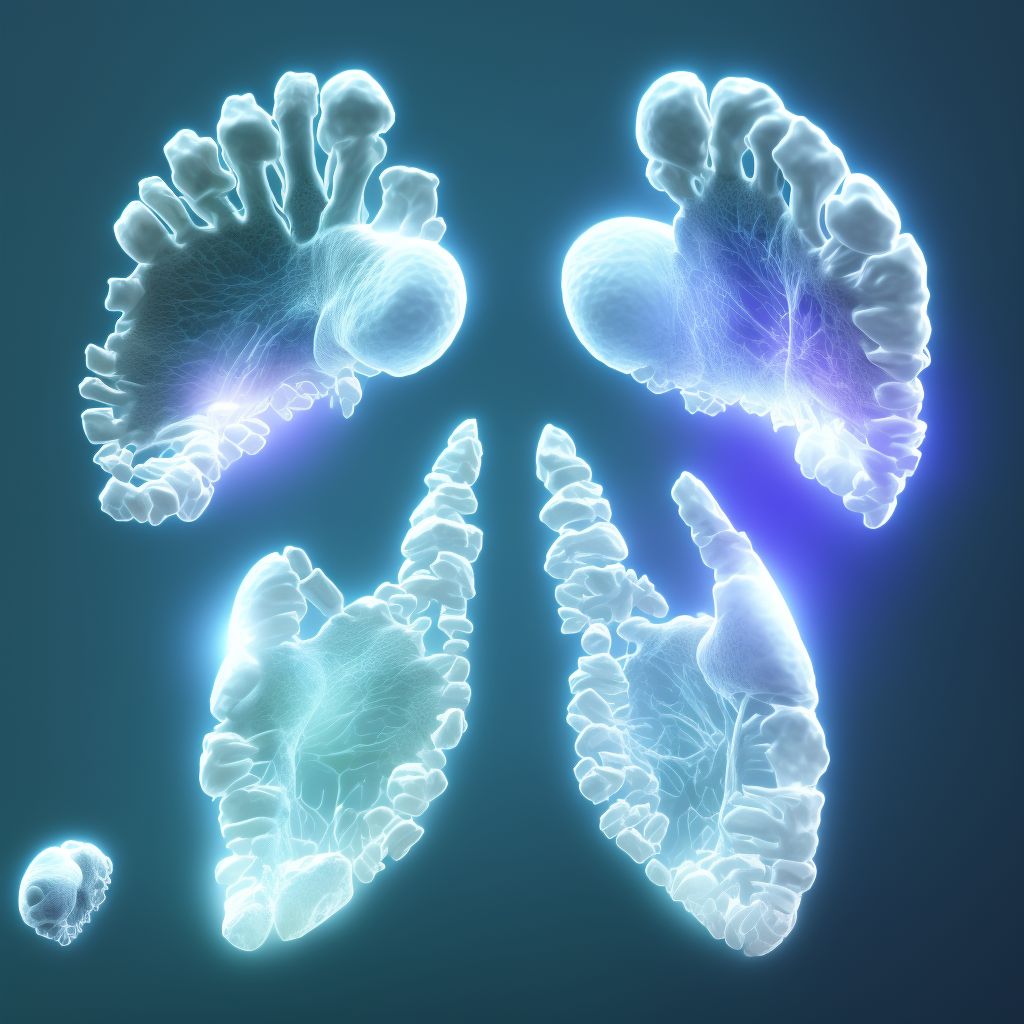 Nondisplaced fracture of second metatarsal bone, left foot, subsequent encounter for fracture with routine healing digital illustration