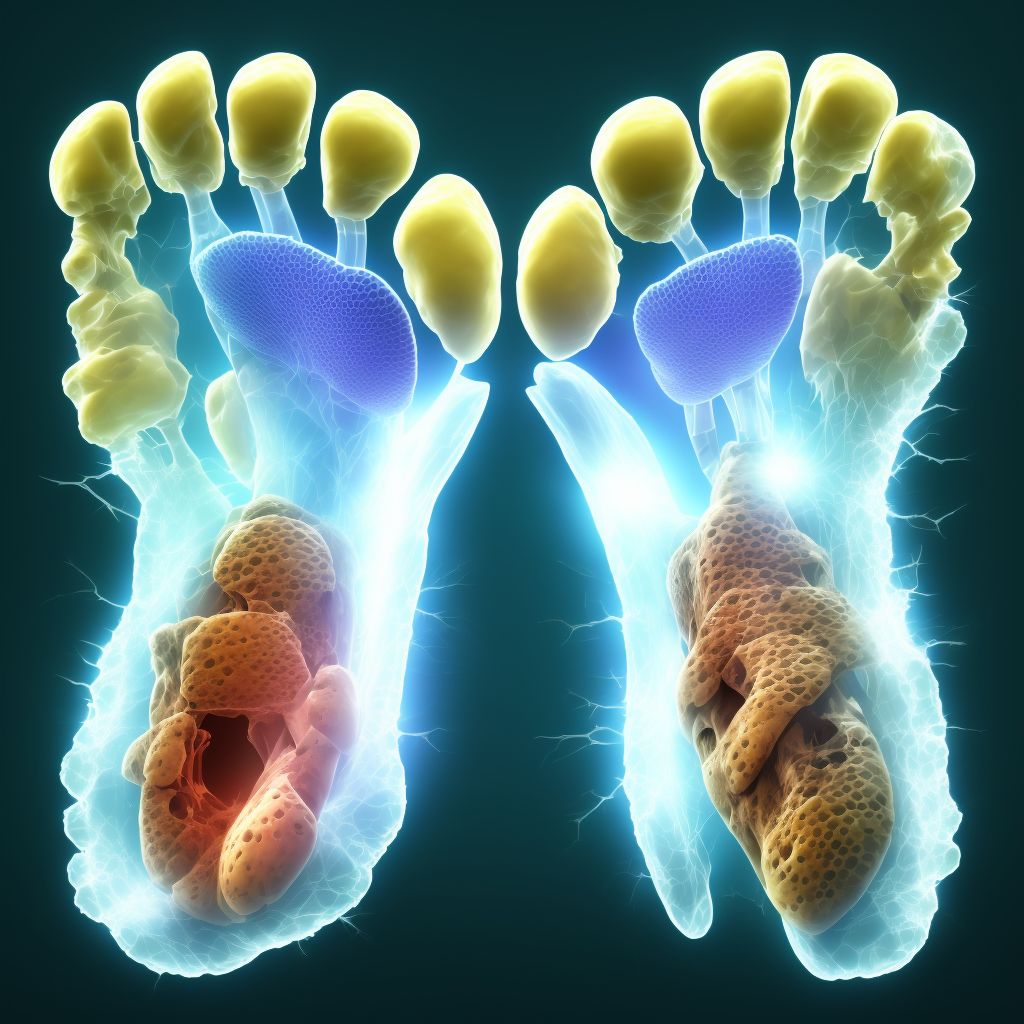 Displaced fracture of third metatarsal bone, right foot, initial encounter for open fracture digital illustration