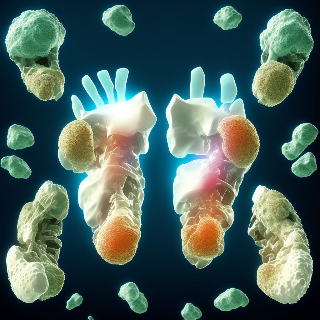 Displaced fracture of third metatarsal bone, unspecified foot, subsequent encounter for fracture with routine healing digital illustration