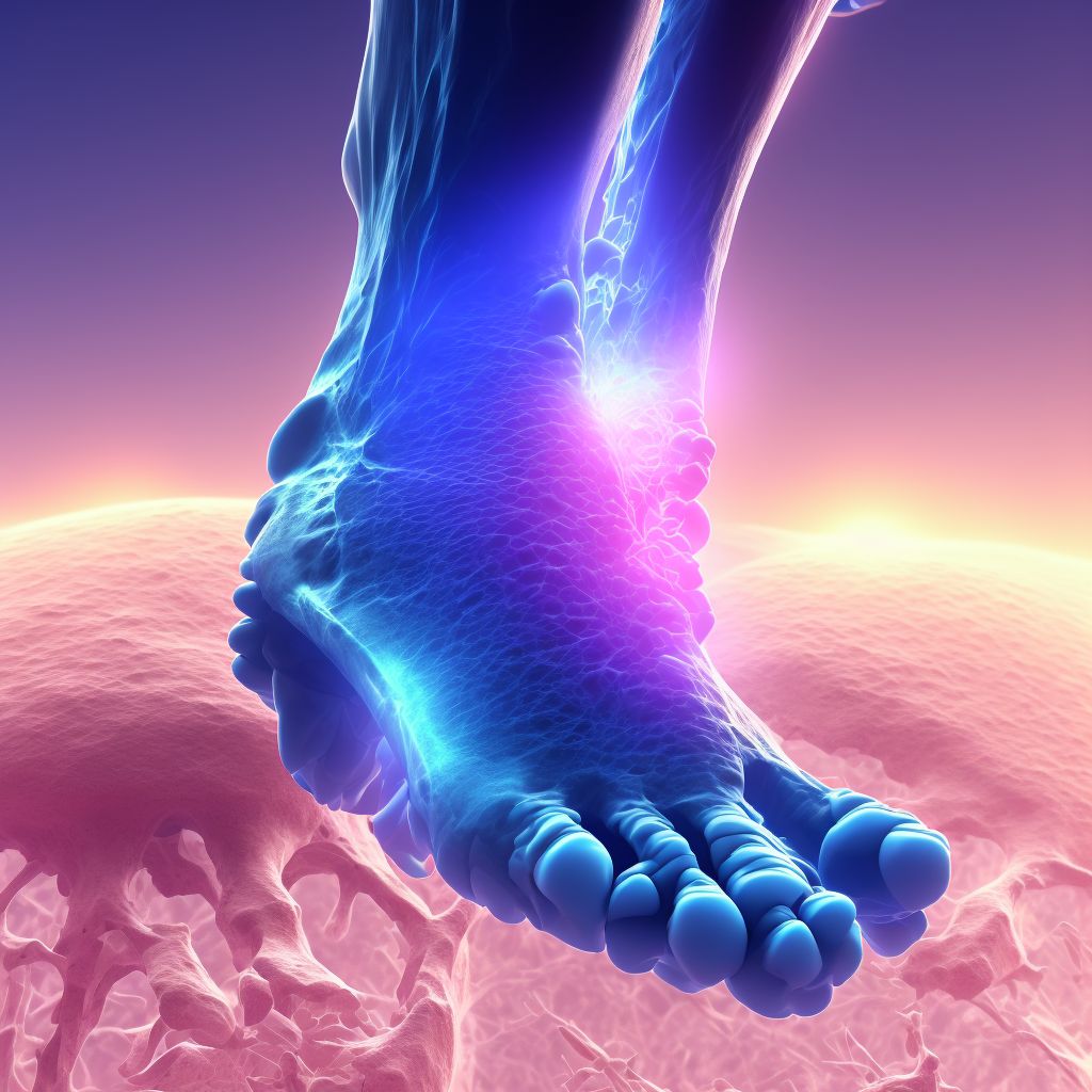 Nondisplaced fracture of third metatarsal bone, right foot, initial encounter for open fracture digital illustration