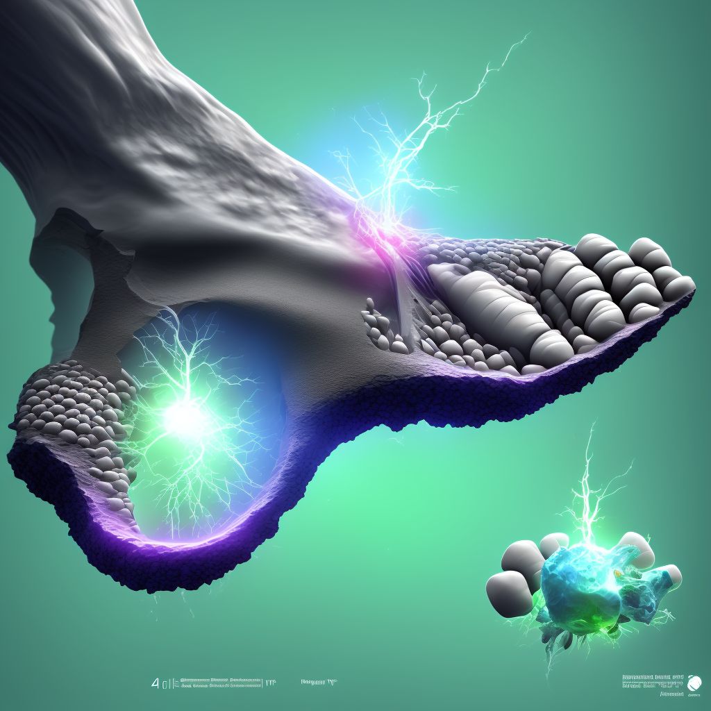 Displaced fracture of fourth metatarsal bone, right foot, subsequent encounter for fracture with malunion digital illustration