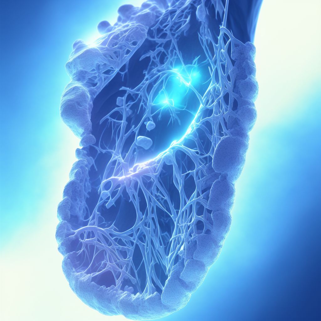 Displaced fracture of fourth metatarsal bone, right foot, sequela digital illustration