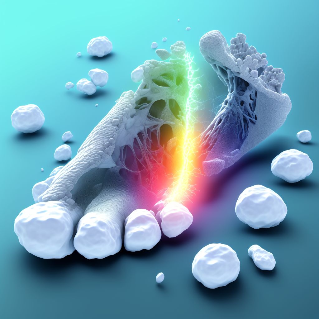 Nondisplaced fracture of fourth metatarsal bone, left foot, subsequent encounter for fracture with malunion digital illustration