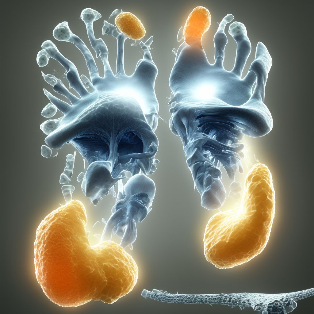 Nondisplaced fracture of fourth metatarsal bone, unspecified foot, subsequent encounter for fracture with malunion digital illustration