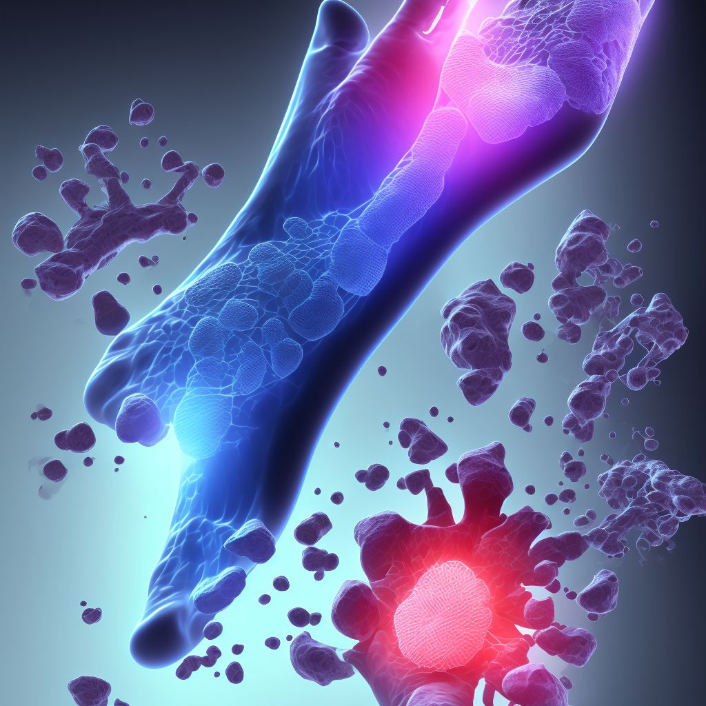 Displaced fracture of fifth metatarsal bone, right foot, subsequent encounter for fracture with nonunion digital illustration