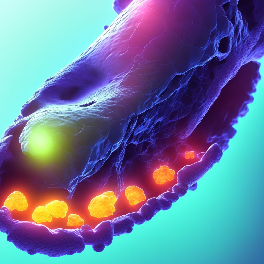 Displaced fracture of fifth metatarsal bone, left foot, subsequent encounter for fracture with delayed healing digital illustration