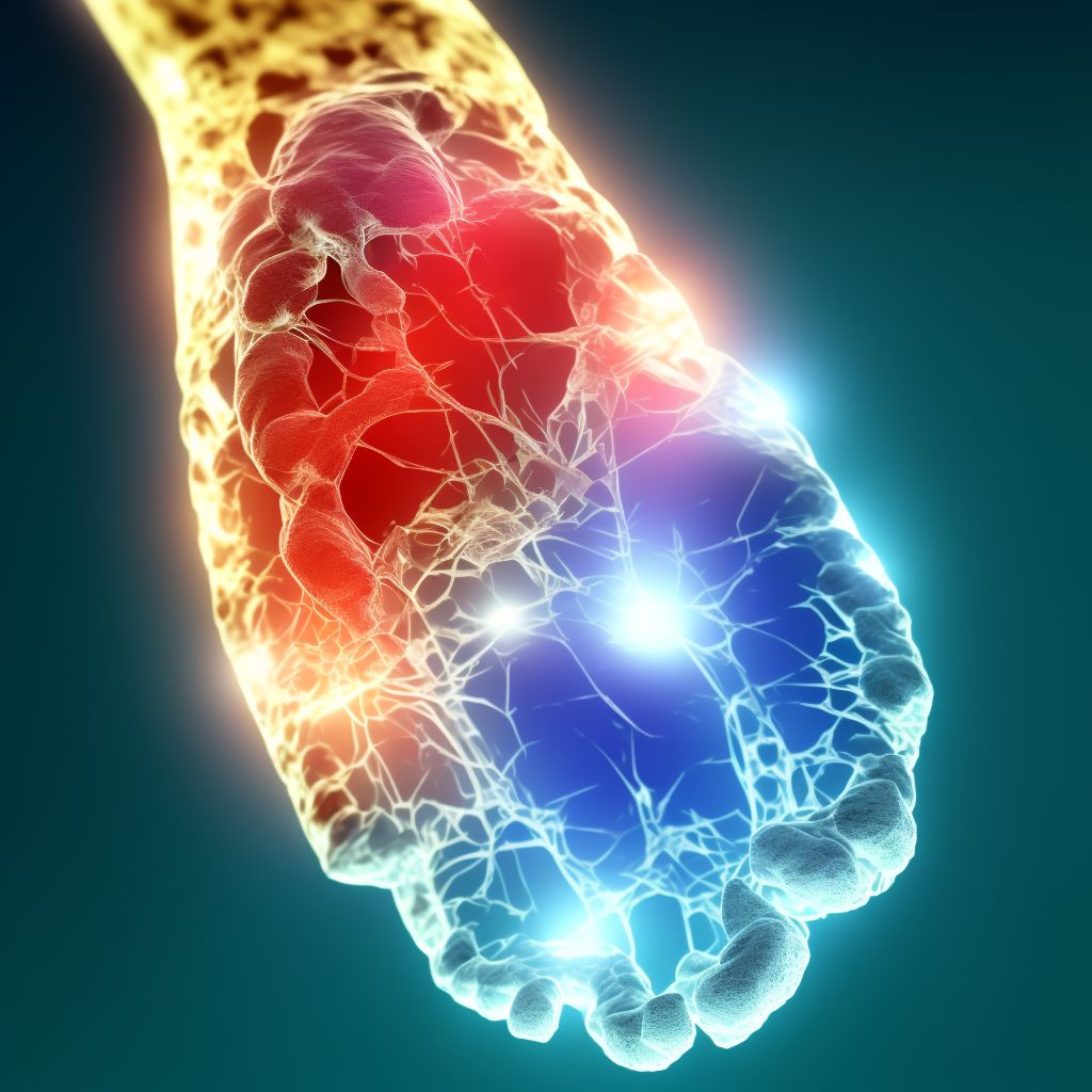 Displaced fracture of fifth metatarsal bone, unspecified foot, subsequent encounter for fracture with delayed healing digital illustration