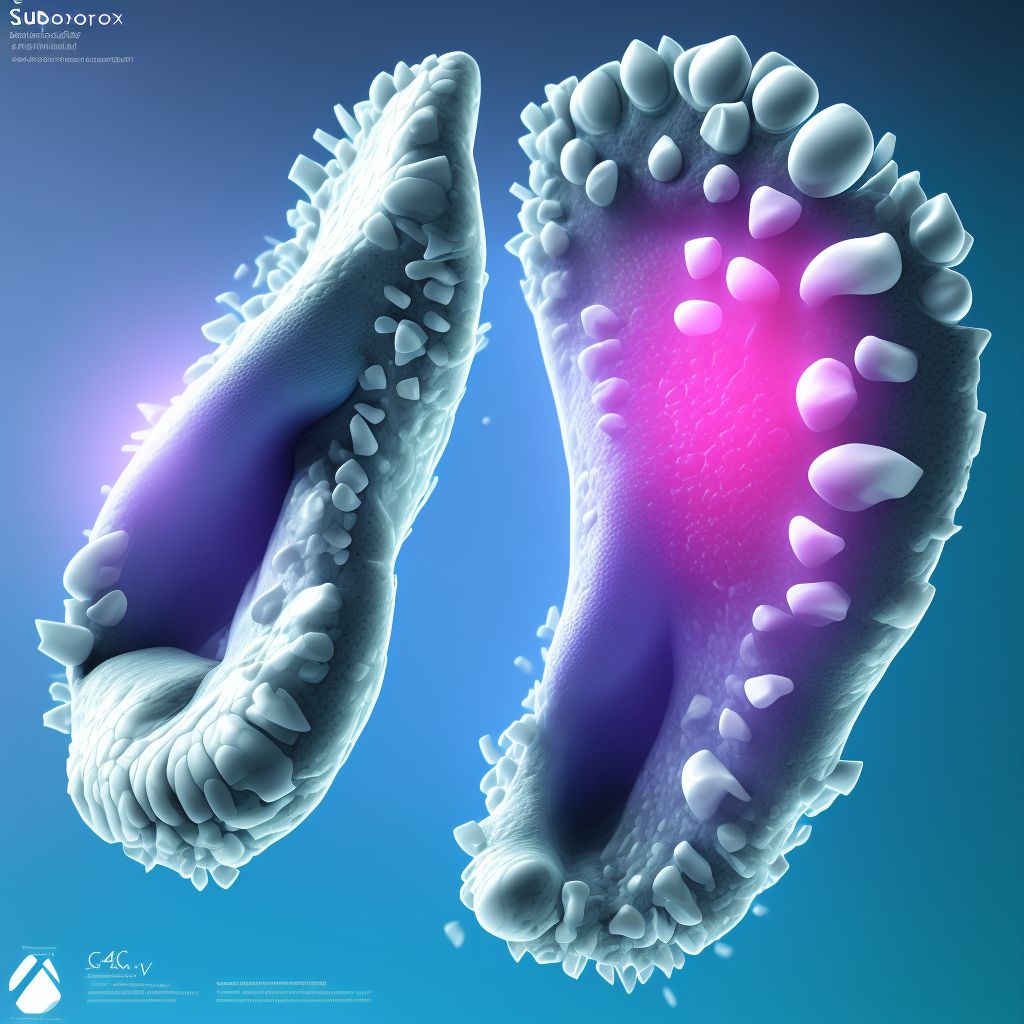 Subluxation of tarsometatarsal joint of right foot, sequela digital illustration