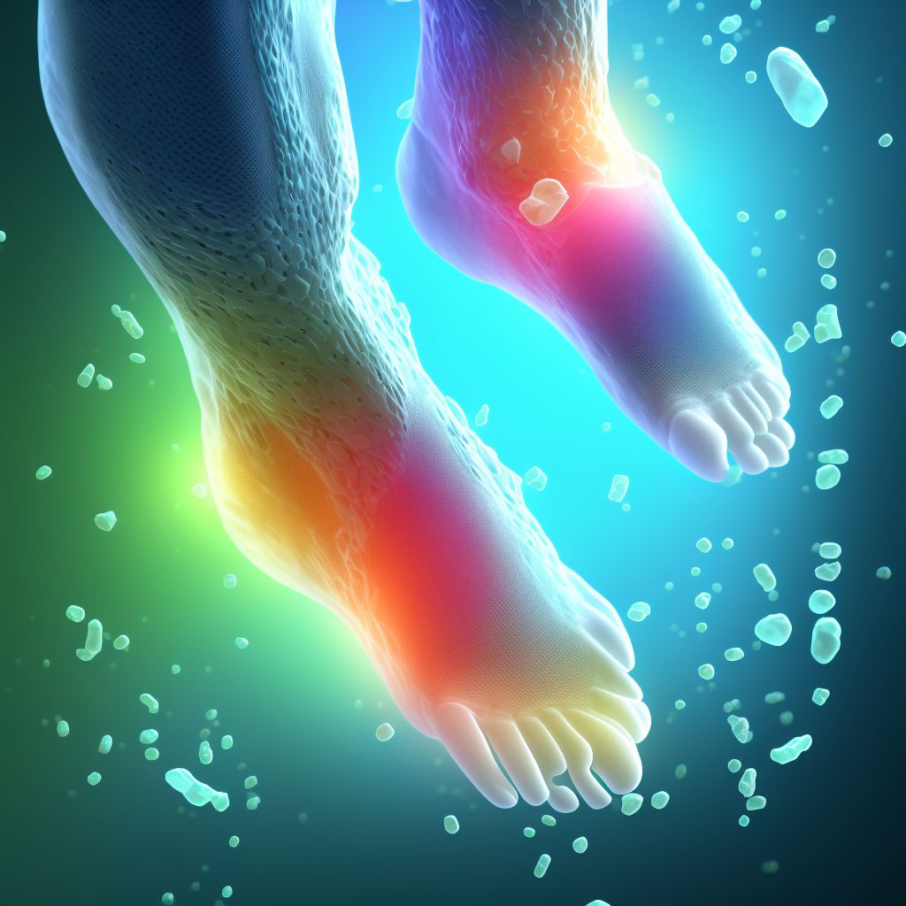 Unspecified sprain of left foot, sequela digital illustration