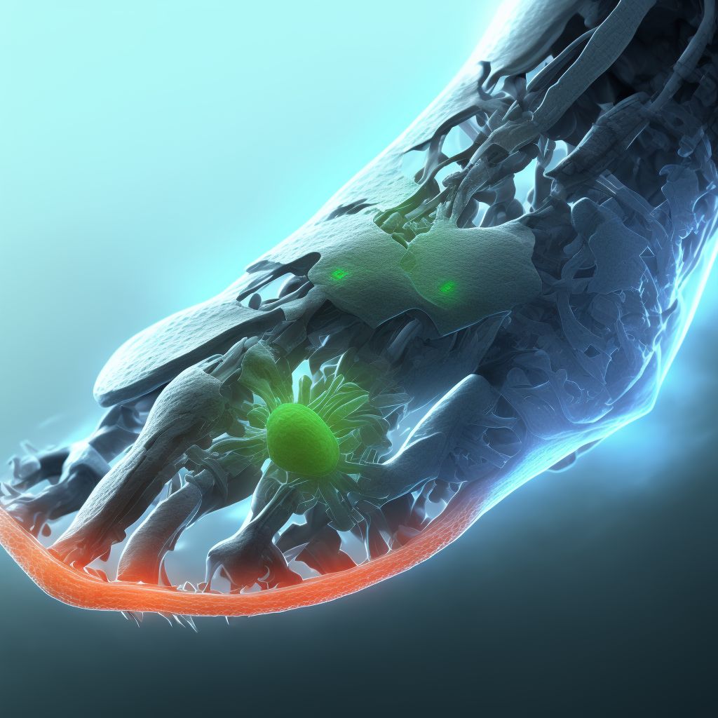 Injury of lateral plantar nerve, right leg, sequela digital illustration