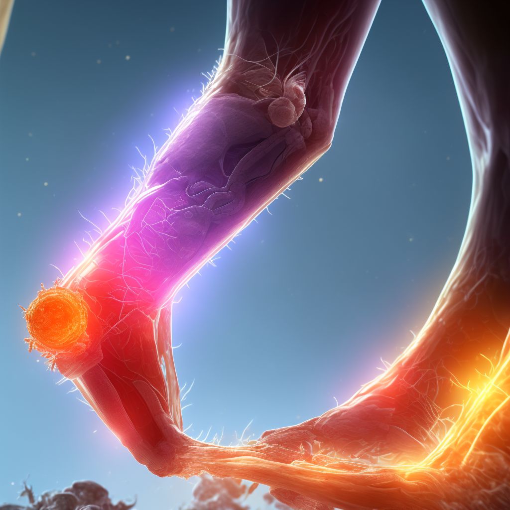 Injury of lateral plantar nerve, left leg, sequela digital illustration