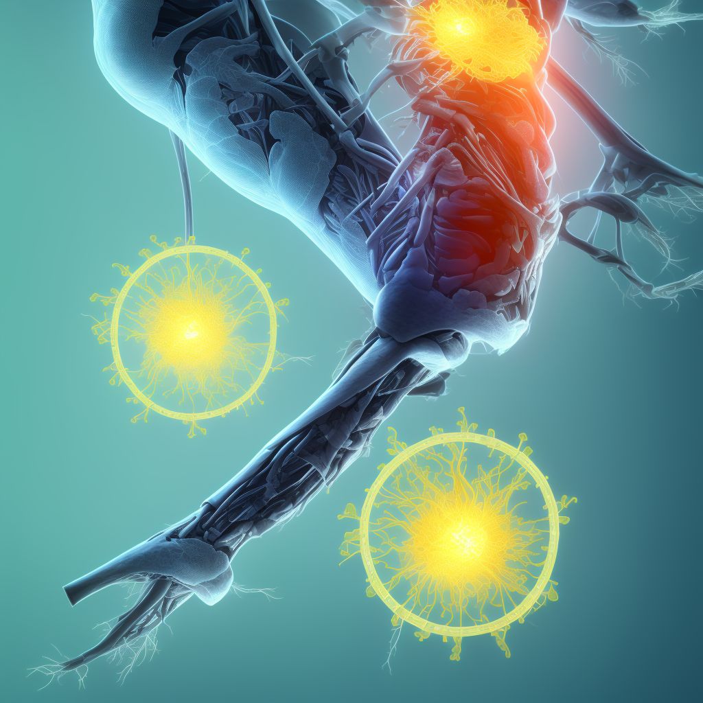 Injury of medial plantar nerve, right leg, sequela digital illustration