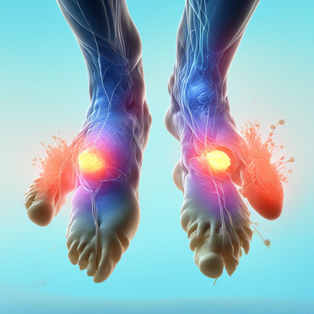 Injury of deep peroneal nerve at ankle and foot level, right leg, sequela digital illustration