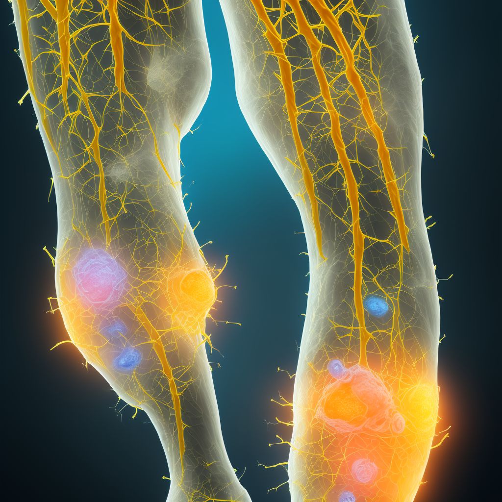 Injury of cutaneous sensory nerve at ankle and foot level, right leg, sequela digital illustration